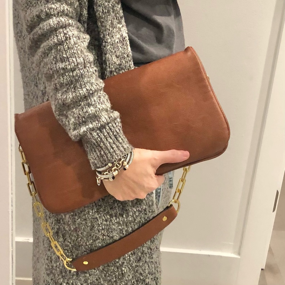 Brown cognac clutch/ envelope